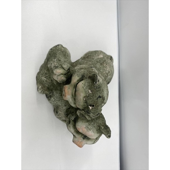 Pig Piglet Dad & Mama Pig W Baby Pig Green Terra Cotta Clay Figurine Yard Art - Picture 11 of 12
